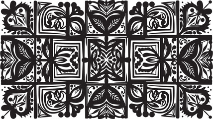 Intricate black and white floral pattern design elements combined