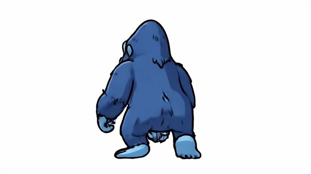 Blue Gorilla Character Animation Loop and Walk Cycle Footage