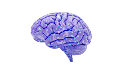 Digital Brain with Circuit Board Patterns