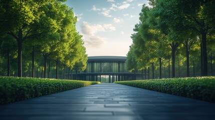 Modern minimalist glass curtain wall landmark architecture