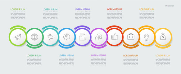 Infographic 10 options design elements for your business data. Vector Illustration.