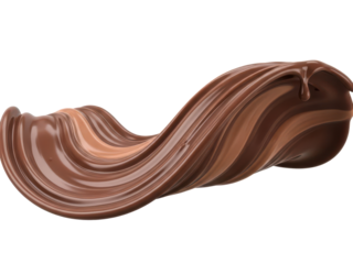 Rippled milk chocolate melted wave isolated cutout realistic high detail mouthwatering sweet temptationIsolated on white