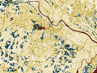 Fototapeta premium Modern flat map of Mito, Japan