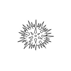 Fototapeta premium Minimalist Line Art Icon of a Spiky Virus Particle or Microorganism Structure in Black and White
