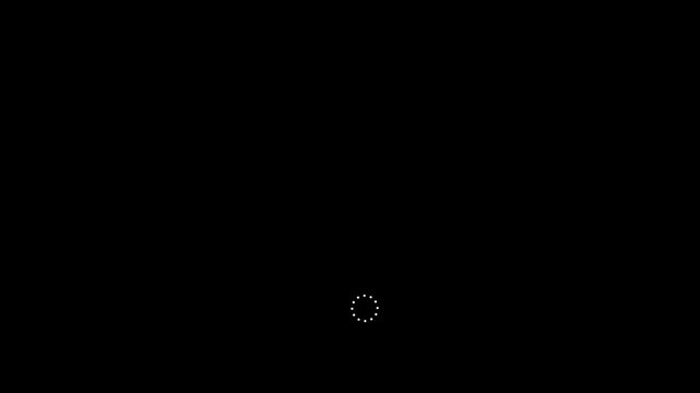 A subtle arrangement of small white dots forming a circular, segmented pattern against a completely black background, suggesting a loading indicator or a faint constellation