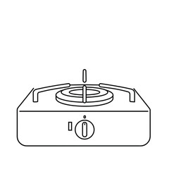 Line Art Icon of a Single Burner Portable Gas Stove Cooktop for Cooking and Kitchen Equipment