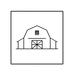 Minimalist Outline Vector Icon of a Traditional Farm Barn Building