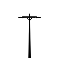 Modern Street Light Pole Silhouette Icon. Urban Lamppost or Roadway Lighting Fixture Vector Illustration for Infrastructure and Architecture Design.