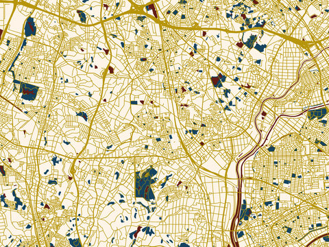Clean urban street map of Obu, Japan