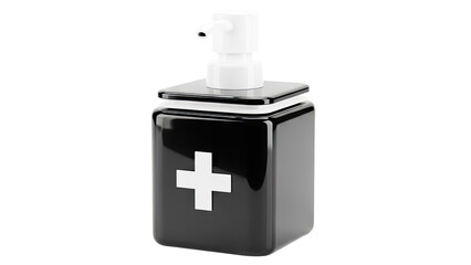 Black Hand Sanitizer Bottle with White Cross