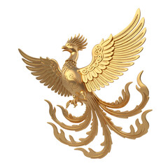 Golden phoenix bird sculpture symbol of grace