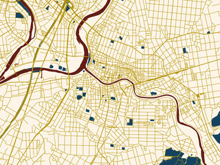 Fototapeta premium Urban map background of Sanjo, Japan
