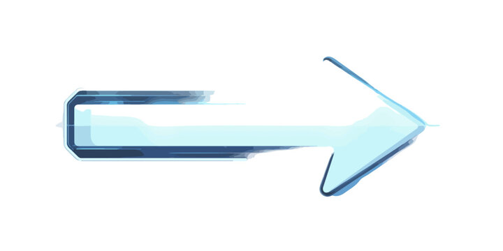 Flecha azul transl&uacute;cida con efecto de movimiento r&aacute;pido sobre fondo blanco aislado