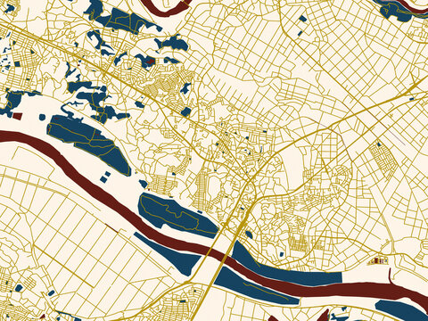 Modern flat map of Toride, Japan