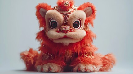 Colorful lion dance puppet for celebrations.