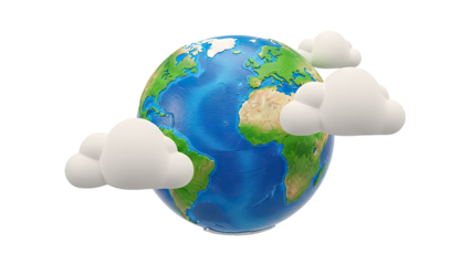 Cartoon Earth with Clouds