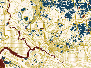 Obraz premium City map of Pyeongtaek, Korea, Republic of – gold street network with deep red water