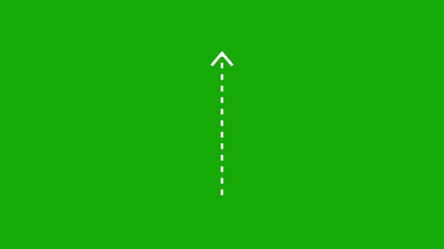 Arrow direction animation on green background. Up pointing arrow icon motion graphics. Dot wave straight arrows 4k video footage.