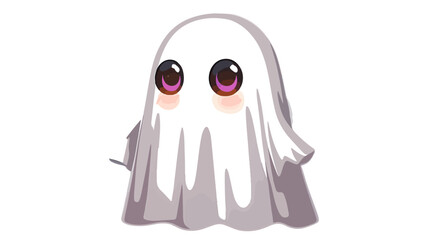 かわいい幽霊のベクターイラスト、ハロウィンのテーマ、白背景、キャラクターデザイン © 7sevenGr