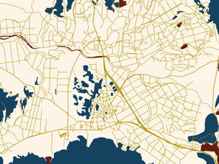 Fototapeta premium Modern flat map of Yeongam, Korea, Republic of
