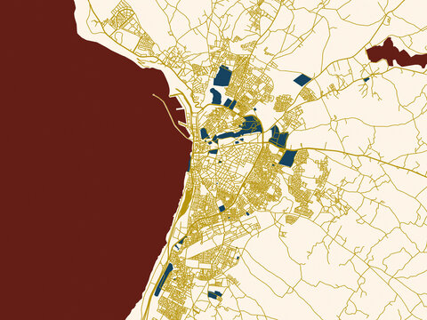 Graphic city map artwork of Safi, Morocco