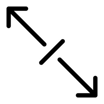 A broken diagonal arrow pointing downwards to the right with a gap in the middle
