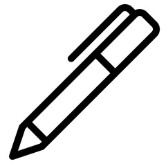 A simple black pen icon on a white background viewed from directly above