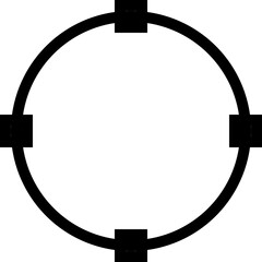 A minimalist illustration of a simple circular shape with geometric elements on a plain white background