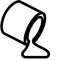 An illustration of a glass tumbler with spilled liquid on a plain white background