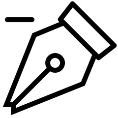 A black pen nib poised for writing on a blank page, symbolizing creativity and literature