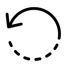 A black arrow forming a circular motion on a white background