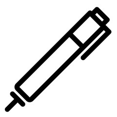 Simple black and white illustration of a syringe on a white background
