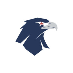 Fototapeta premium Stylized eagle head emblem with patriotic star design and sharp angular