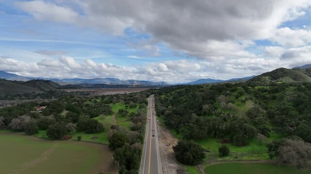 Santa Barbara County, drone footage of Hwy 154.