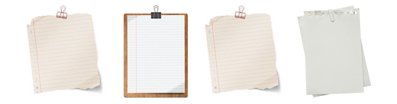 a comprehensive 3d render displaying various iconic office and stationery elements, including paper notes and paper clips.