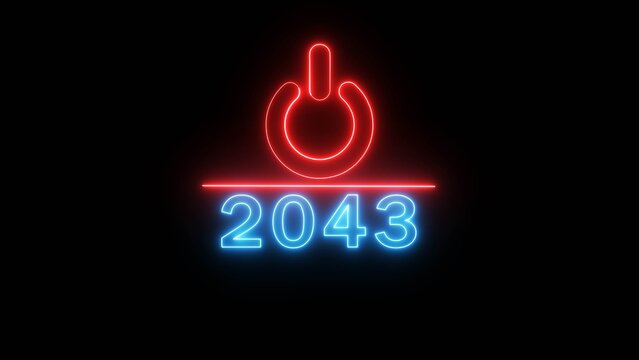 Neon power button icon illustration.  Switch power button icon on black background. 2043 Start power button concept.