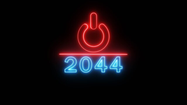 Neon power button icon illustration.  Switch power button icon on black background. 2044 Start power button concept.