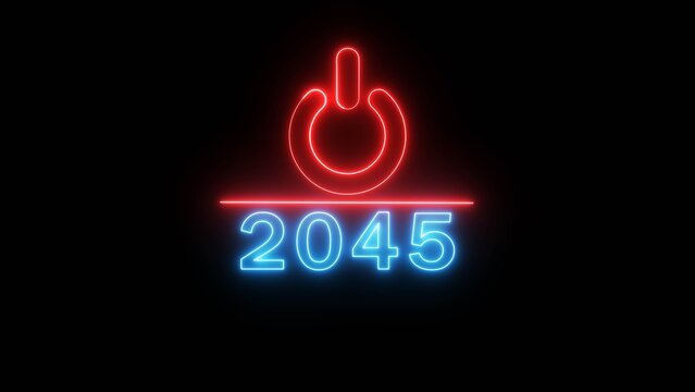 Neon power button icon illustration.  Switch power button icon on black background. 2045 Start power button concept.