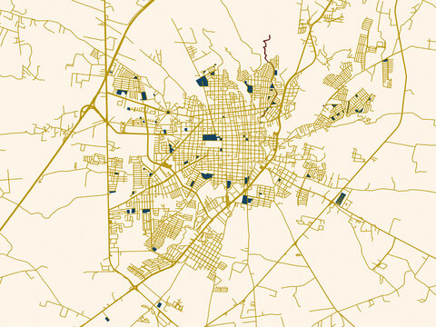Minimalist map of Tepatitlan de Morelos, Mexico, minimal cream and gold map