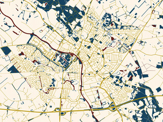 Obraz premium Poster-style map of Doetinchem, Netherlands using minimal cream and gold map