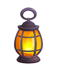 Naklejka premium St Patrick day symbol of lantern lamp for Irish holiday, cartoon vector. Happy Saint Patrick day festival and Irish holiday symbol of candle lantern or fire lamp and Celtic torch