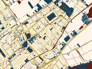 Obraz premium Urban map background of Leidschendam, Netherlands