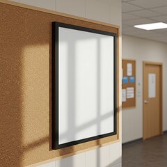 Sunlight on Blank Poster: School Corridor Mockup