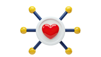 3D Render of a Heart Network with Connecting Rods