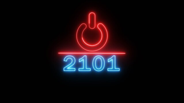 Neon power button icon illustration.  Switch power button icon on black background. 2101 Start power button concept.