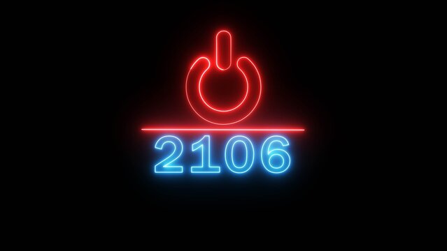 Neon power button icon illustration.  Switch power button icon on black background. 2106 Start power button concept.