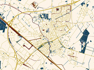 Decorative city map poster of Veghel, Netherlands