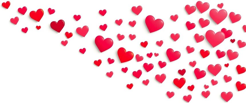 Scattered red hearts