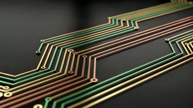 Vibrant circuit board design with colorful copper wiring