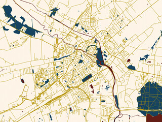 Obraz premium Abstract city map of Kalisz, Poland